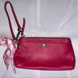 Coach Leather Wristlet with Bow tie